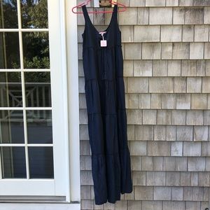 Navy blue Silk maxi dress